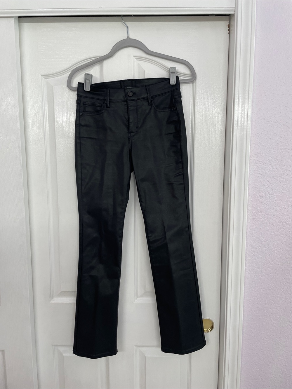 White House Black Market Black Faux-Leather Boot Cut Pants